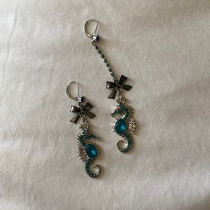 Asymmetrical Betsey Johnson Seahorse Earrings
